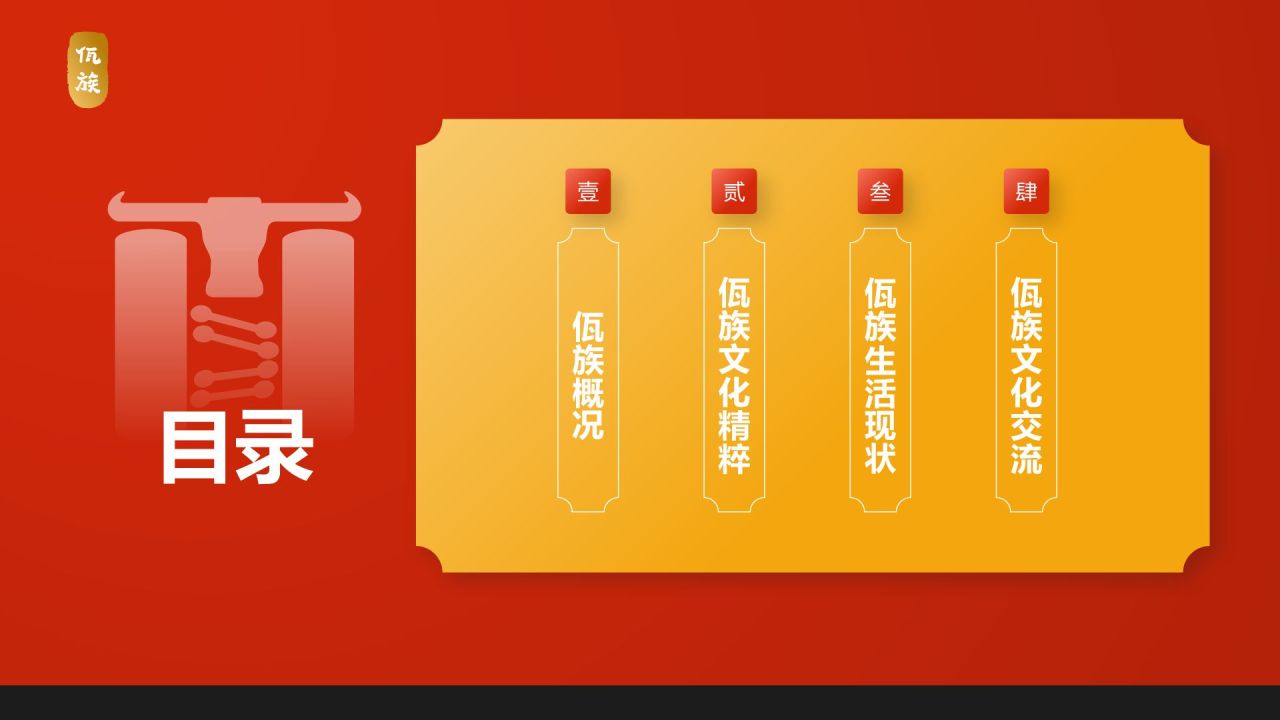 红色插画风佤族介绍PPT模板