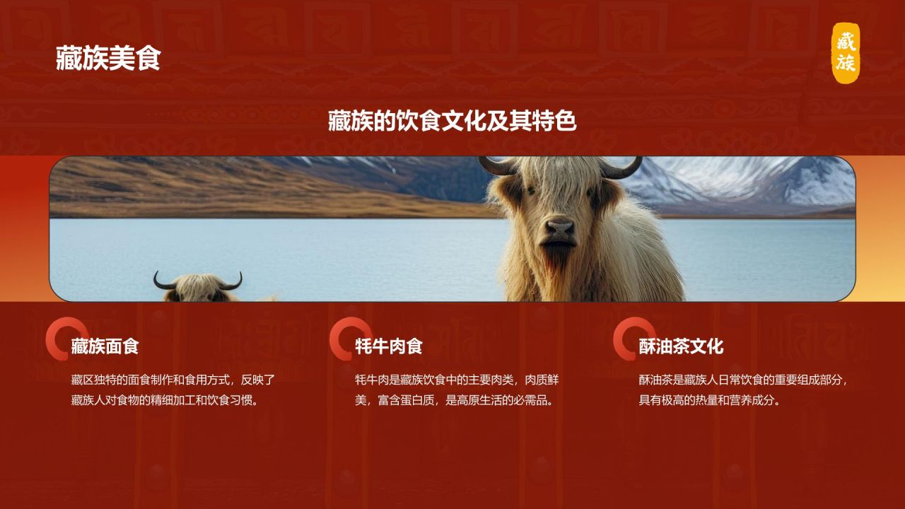 红色国潮风藏族介绍PPT模板