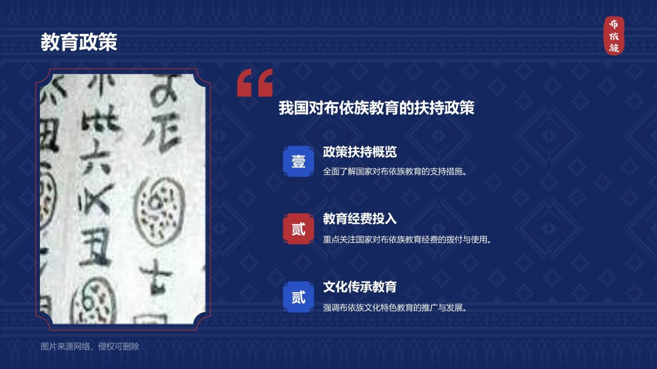 蓝色复古风布依族介绍PPT模板