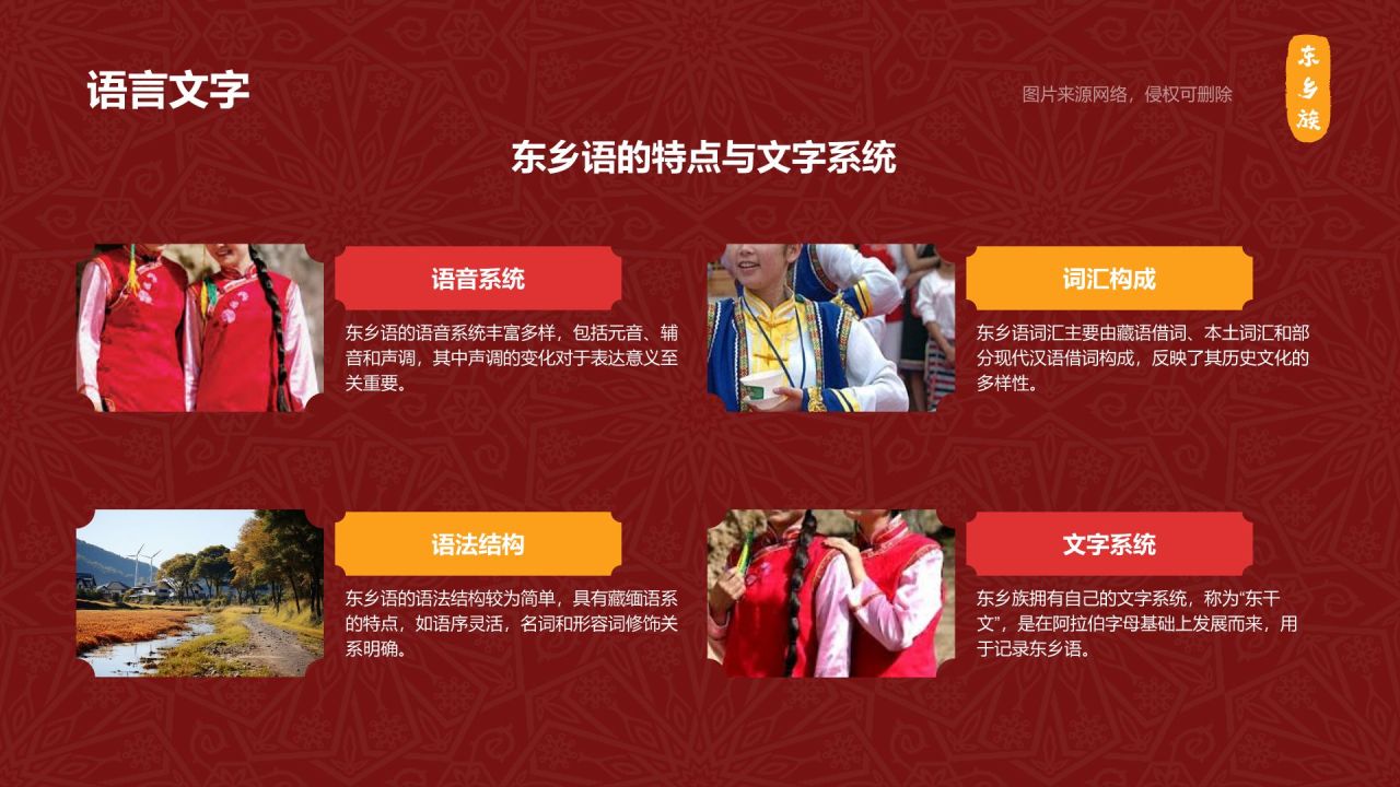 红色复古风东乡族介绍PPT模板