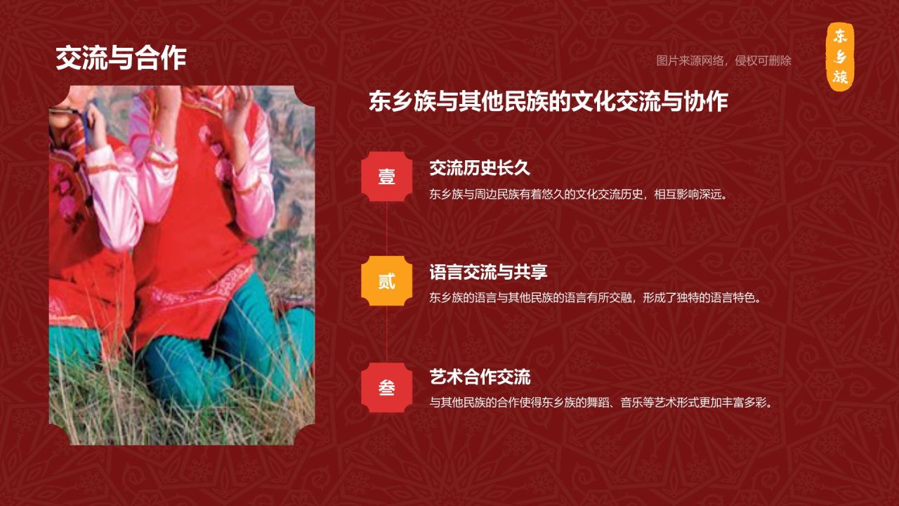红色复古风东乡族介绍PPT模板