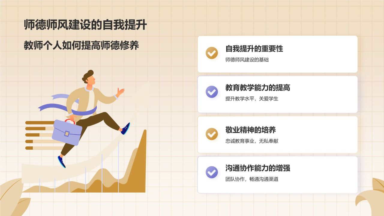 橙色插画风教师节师德师风演讲PPT模板
