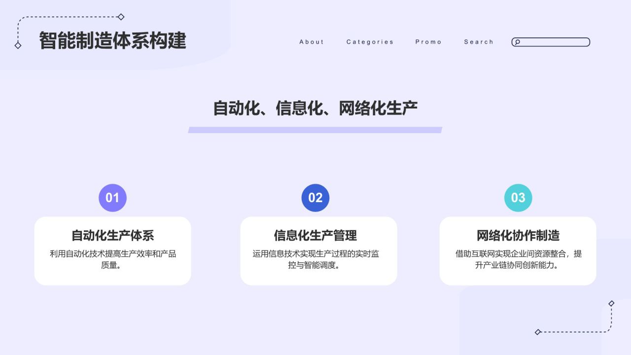 蓝色插画风互联网+制造业的创新：推动制造业转型与升级PPT模板