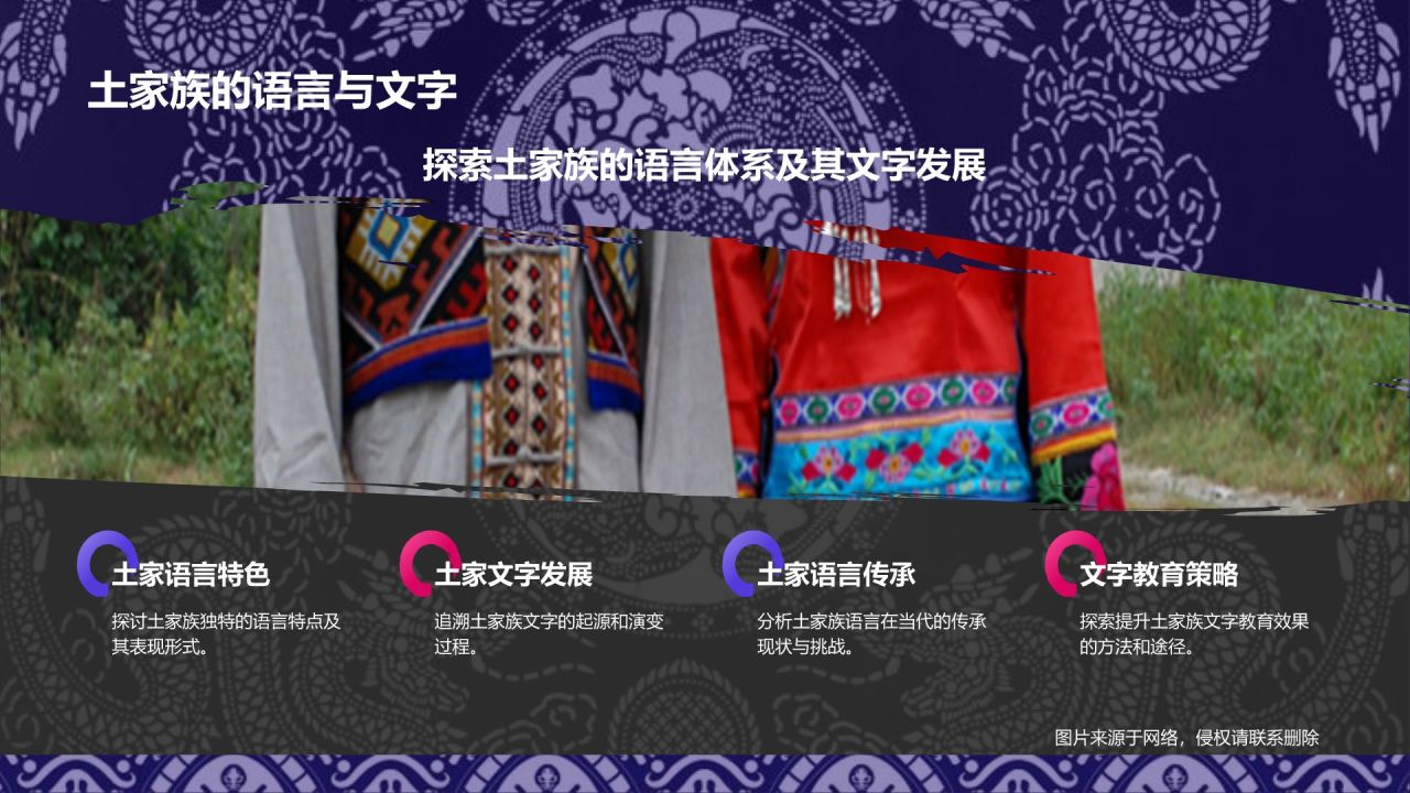 黑色插画风土家族介绍PPT模板