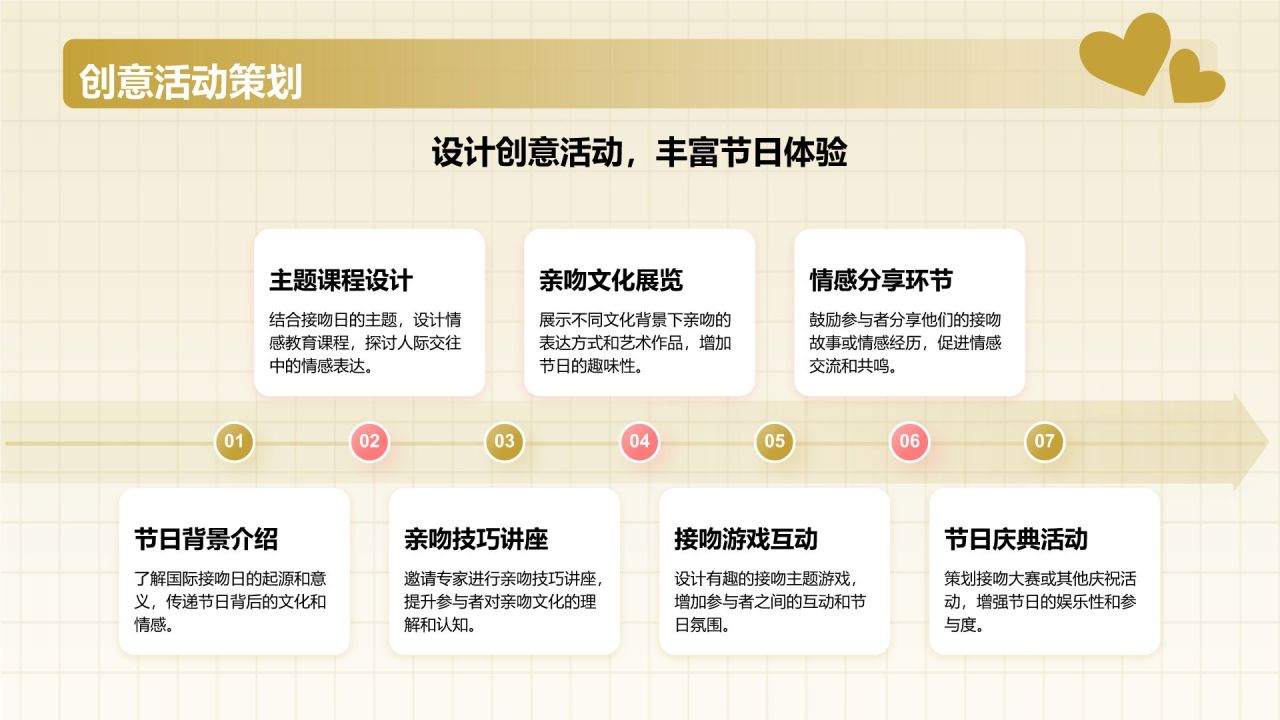 黄色插画风国际接吻日PPT模板