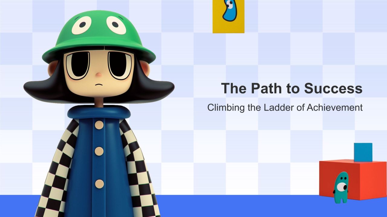 蓝色3D风英文自我介绍PPT模板