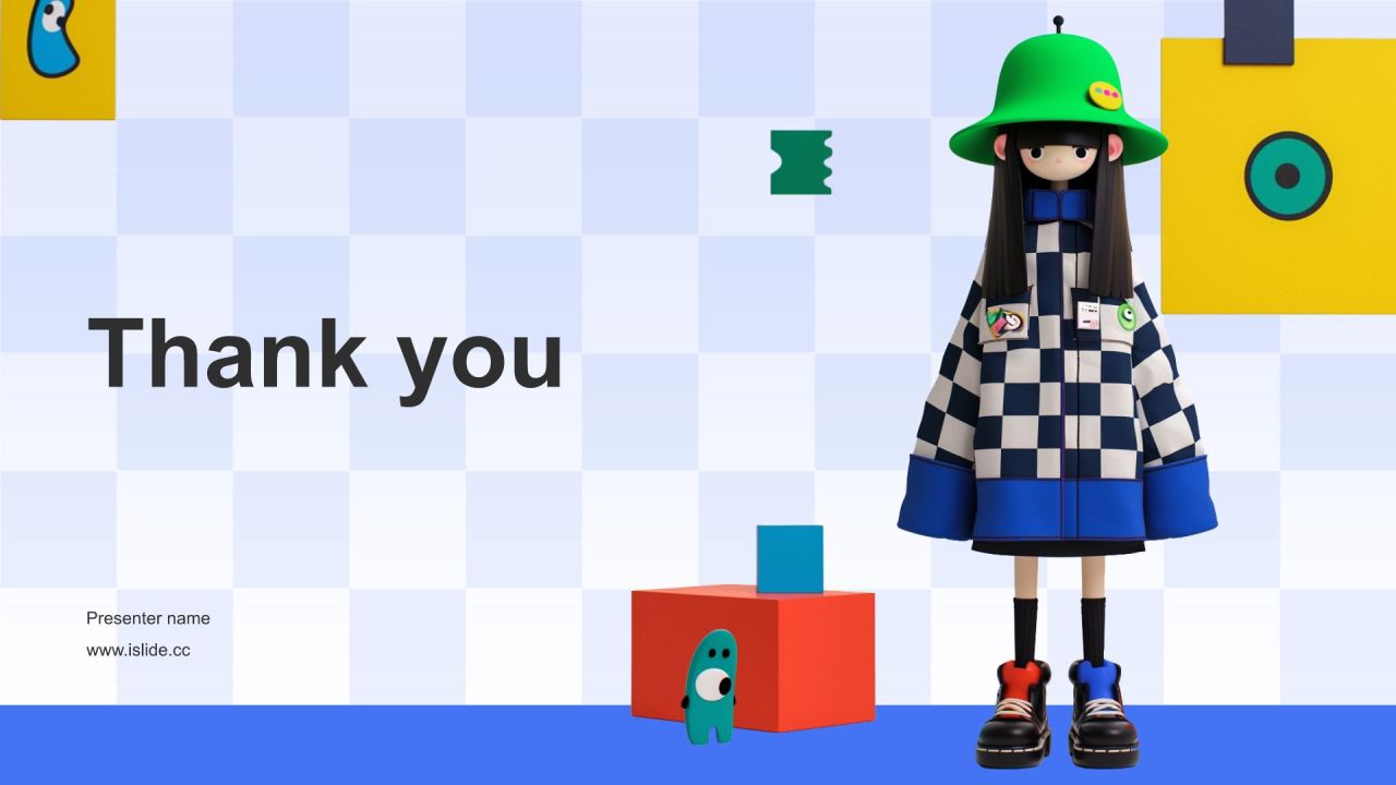 蓝色3D风英文自我介绍PPT模板