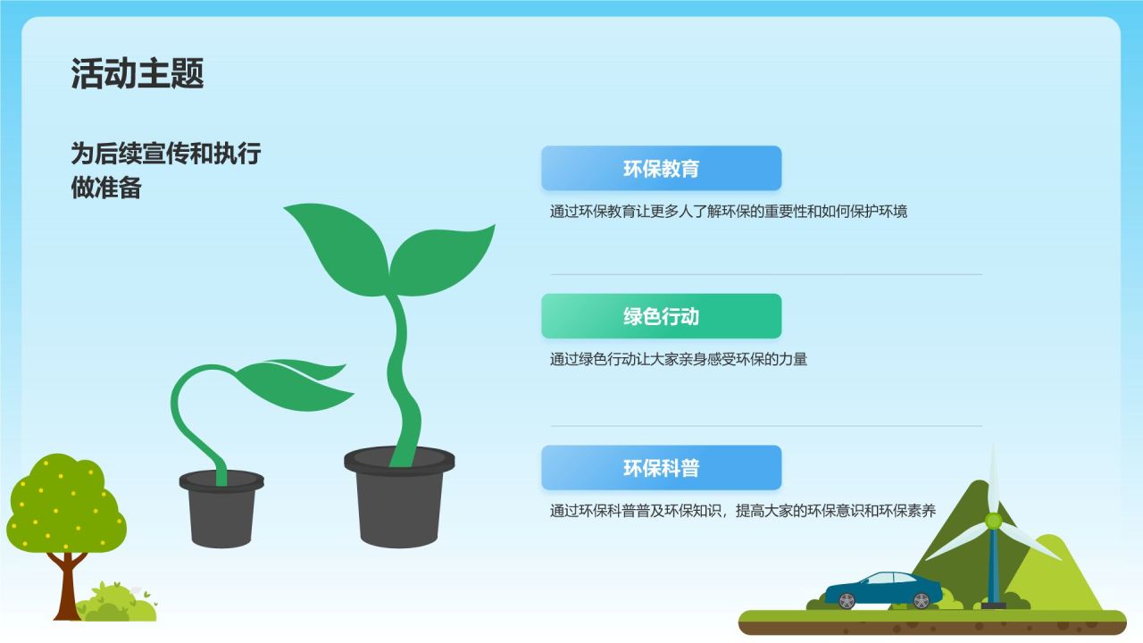 蓝色插画风大学生公益活动PPT模板