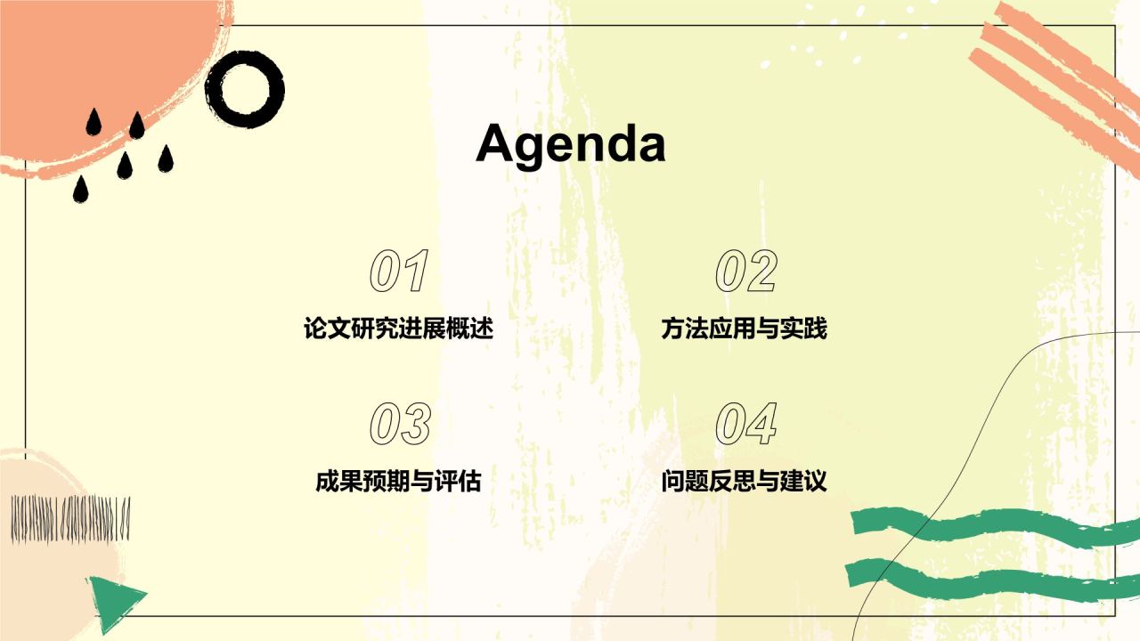 绿色简约风毕业论文中期答辩PPT模板