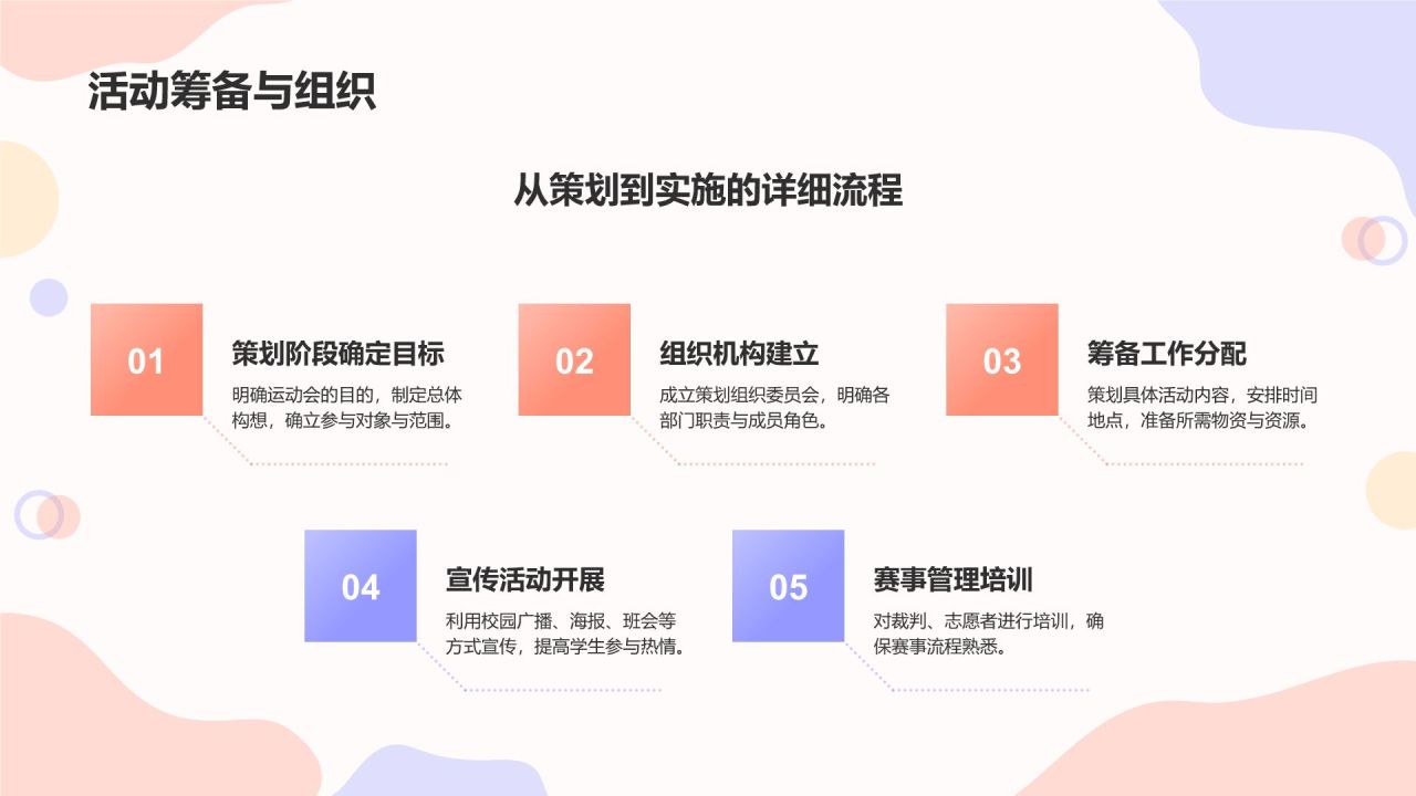 紫色孟菲斯校园运动会活动概述PPT模板