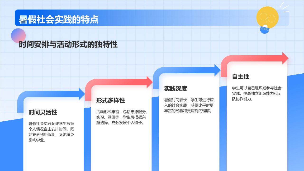 蓝色插画风暑假社会实践PPT模板