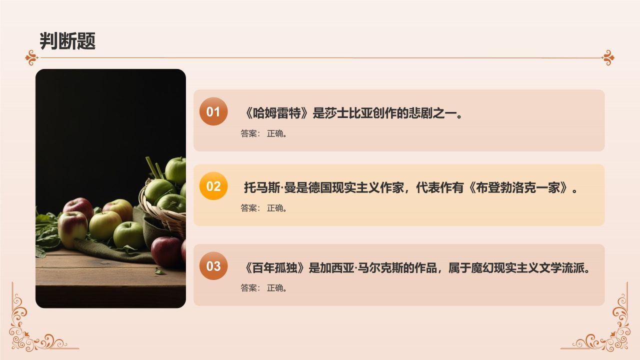 橙色复古风大学生国外文学知识竞赛PPT模板