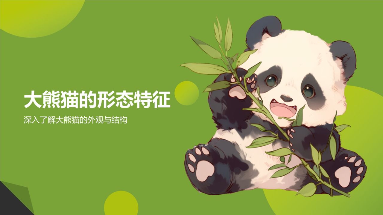 绿色插画风大熊猫PPT模板