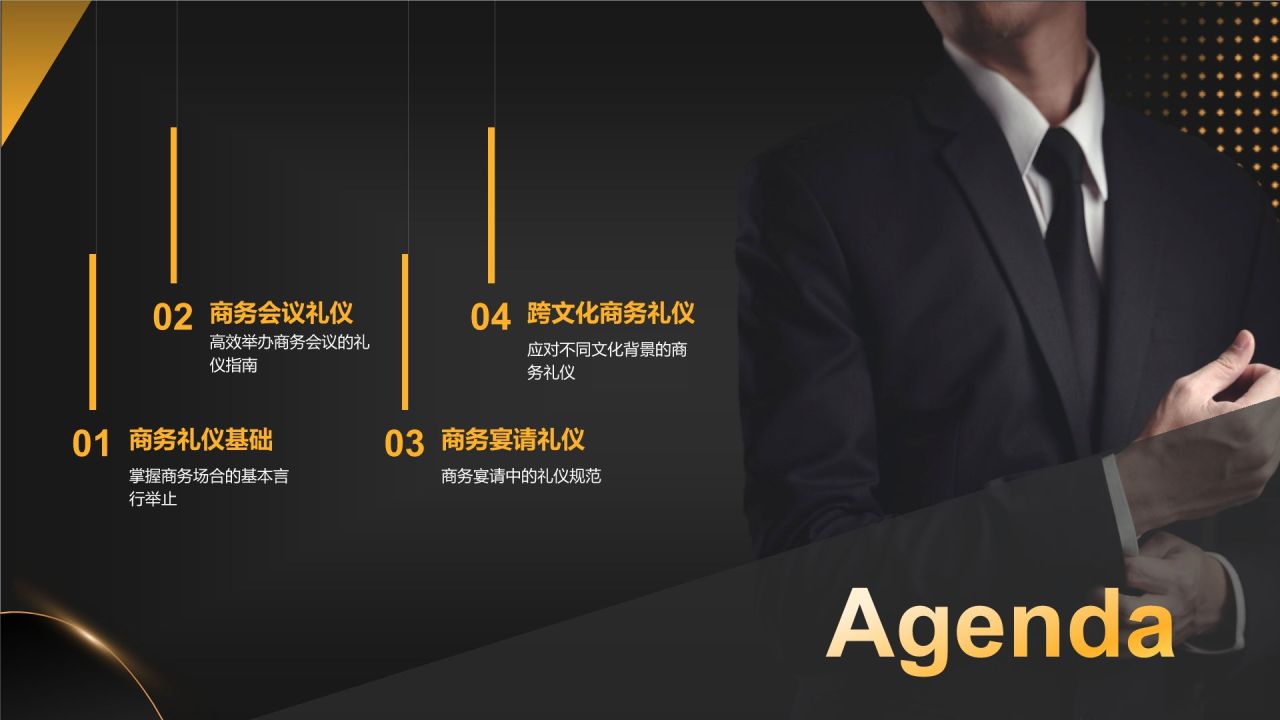黑色商务风商务礼仪培训PPT模板