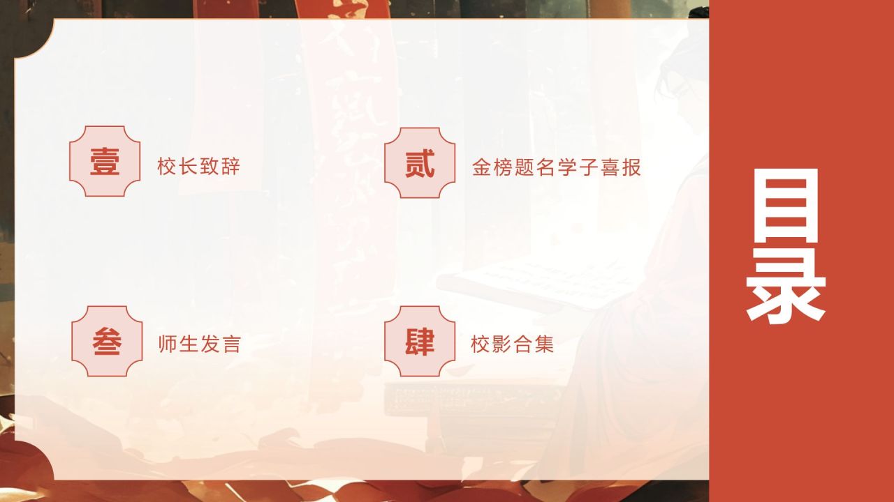 红色国潮风金榜题名——高考喜报PPT模板