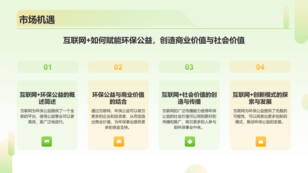 绿色插画风互联网+社会服务商业计划书PPT模板