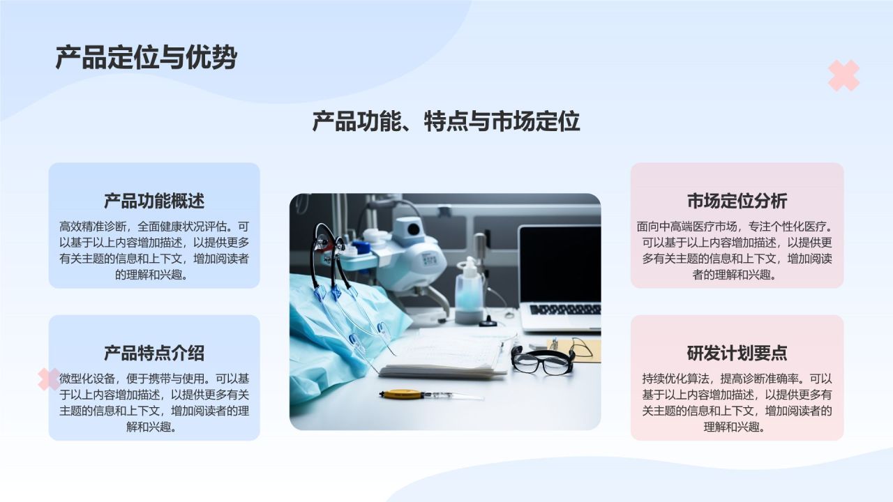 蓝色插画风生物医疗商业计划书PPT模板