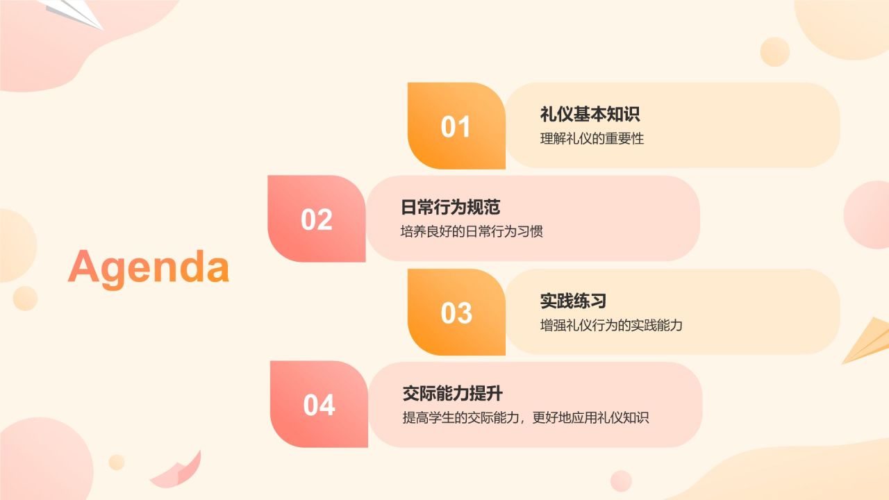 橙色卡通风小学生文明礼仪教育培训课件PPT模板