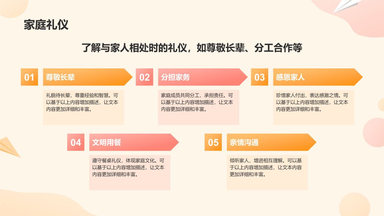 橙色卡通风小学生文明礼仪教育培训课件PPT模板