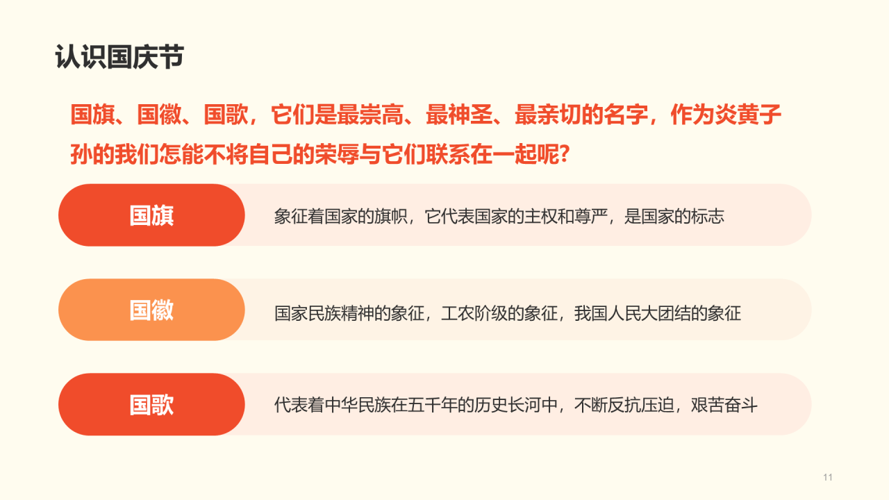 黄色插画小学爱国教育主题PPT