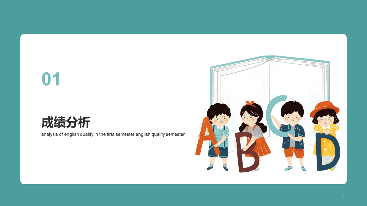 绿色小学生英语质量分析PPT