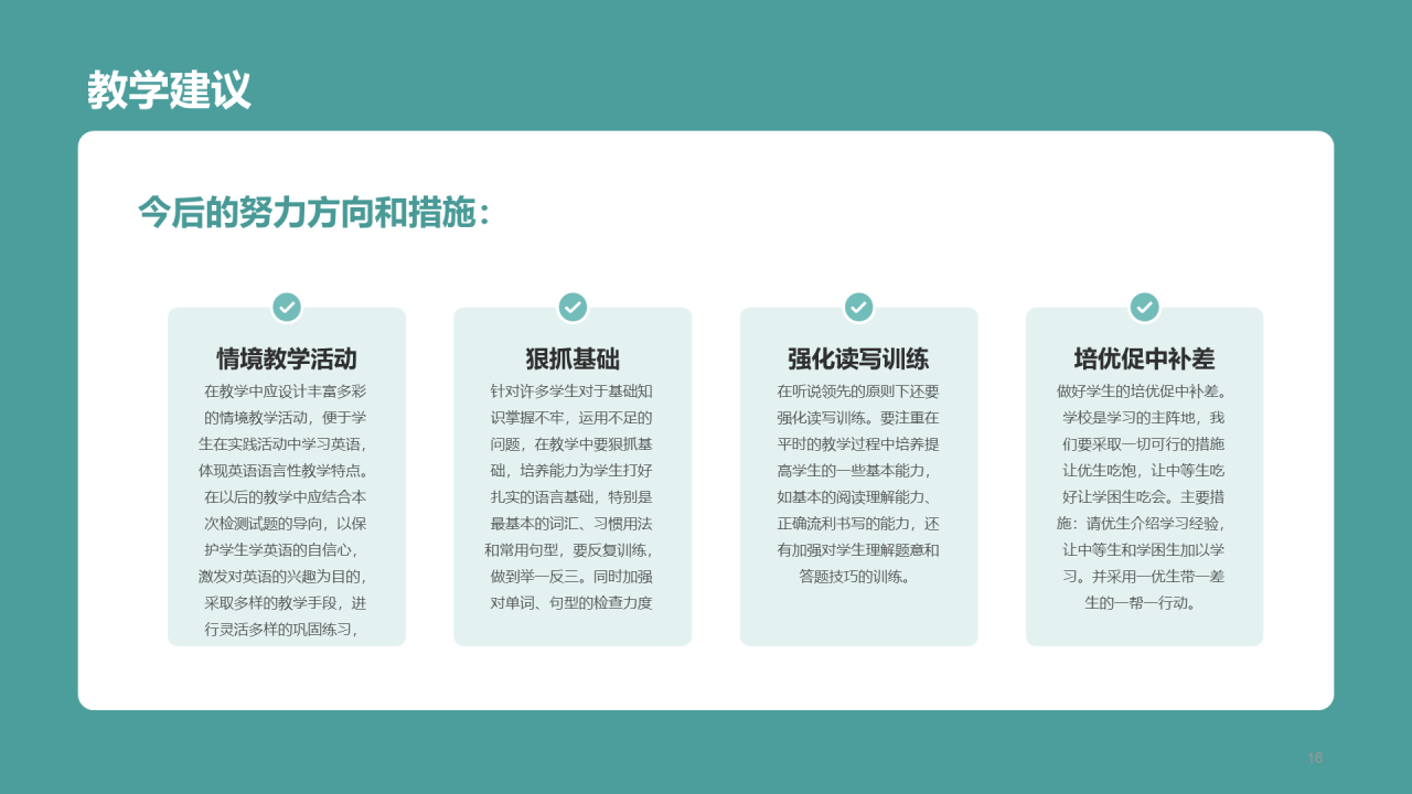 绿色小学生英语质量分析PPT