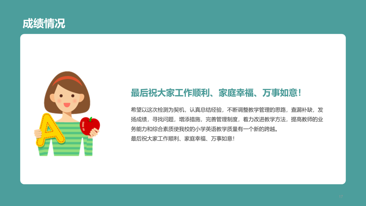 绿色小学生英语质量分析PPT