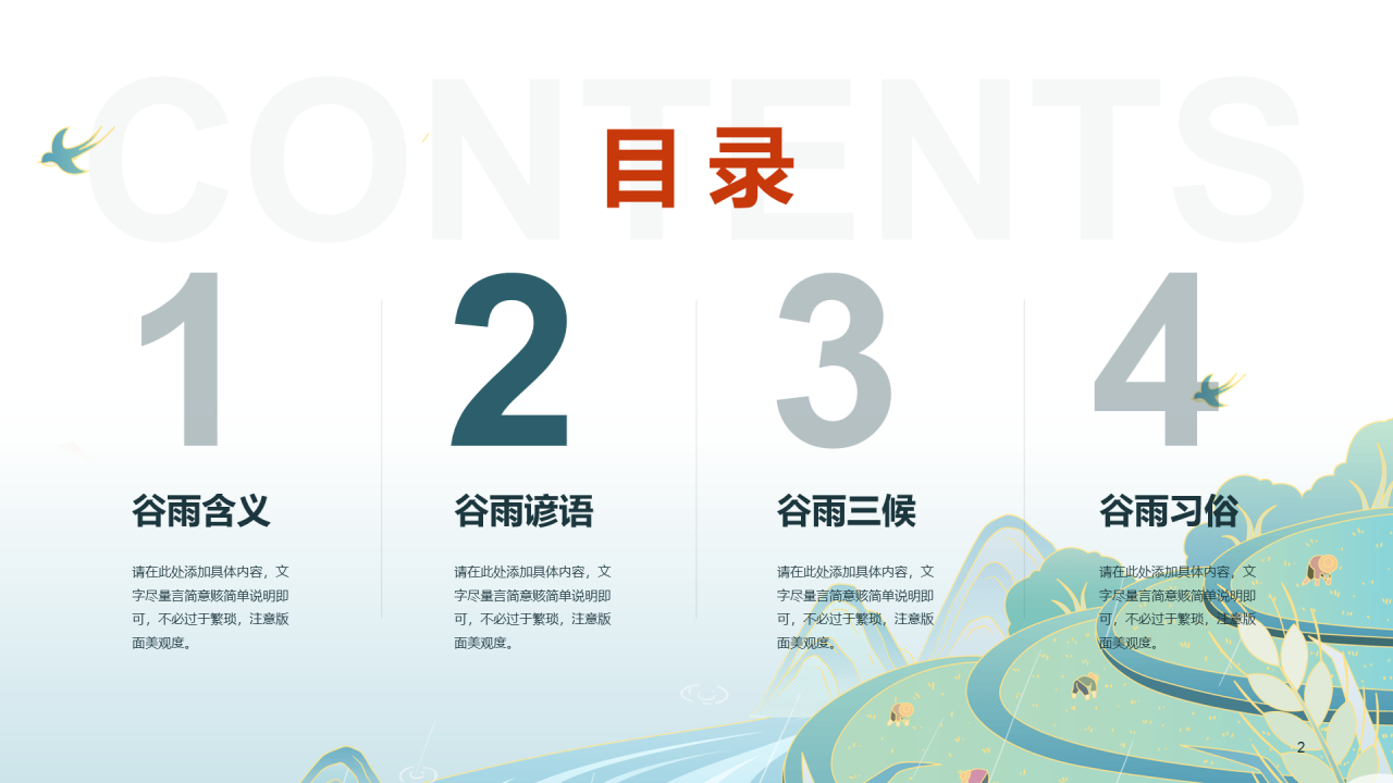 绿色清新谷雨节气PPT