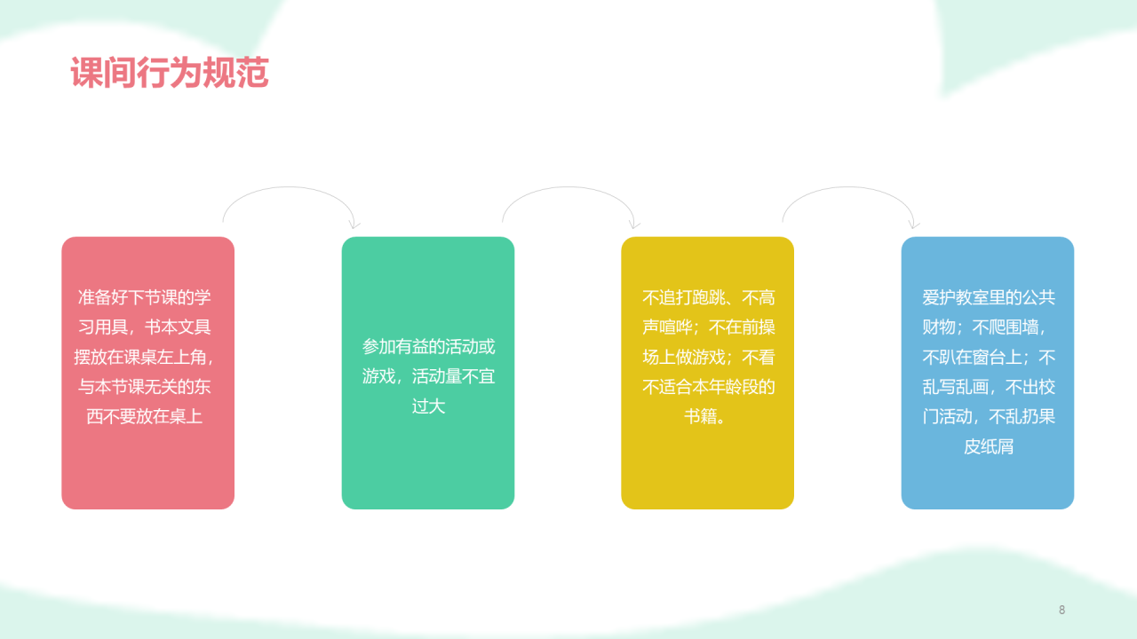蓝色清新小学生行为规范开学第一课PPT