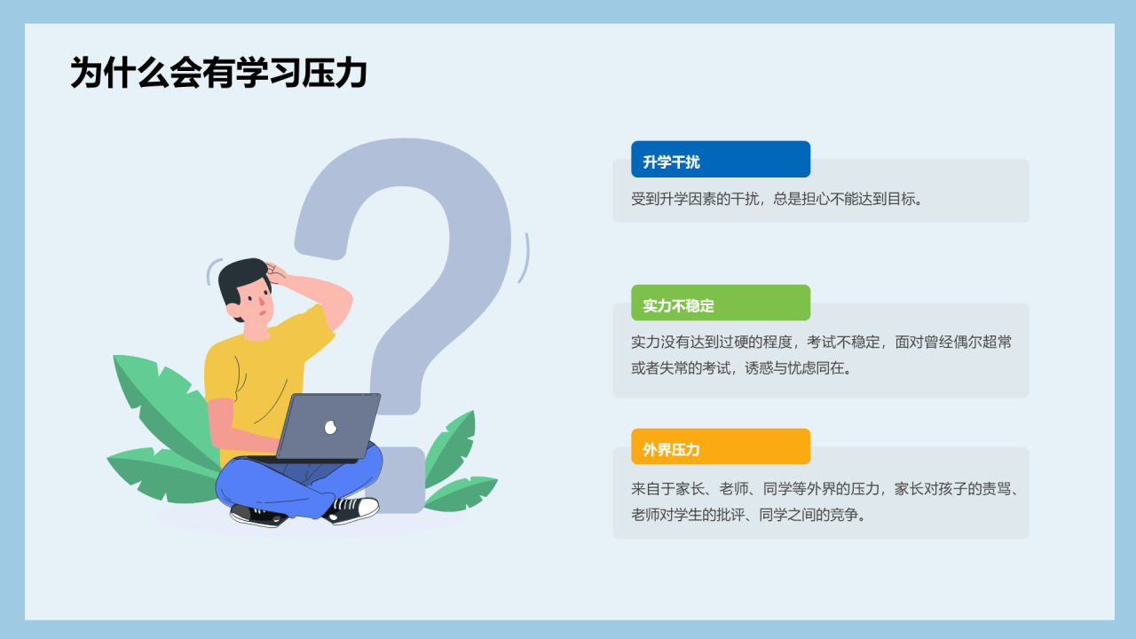 蓝色清新高考放松身心轻松学习PPT