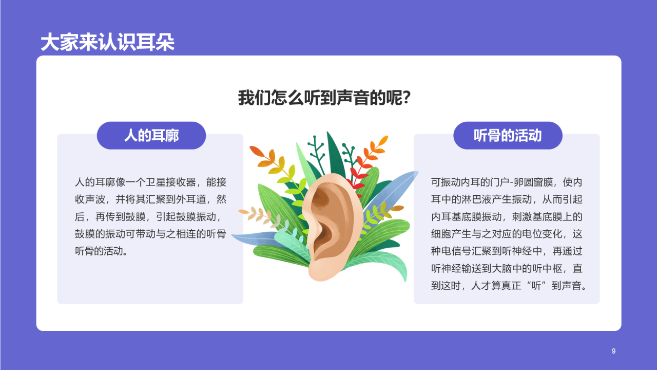 紫色医疗心理健康全国爱耳日PPT