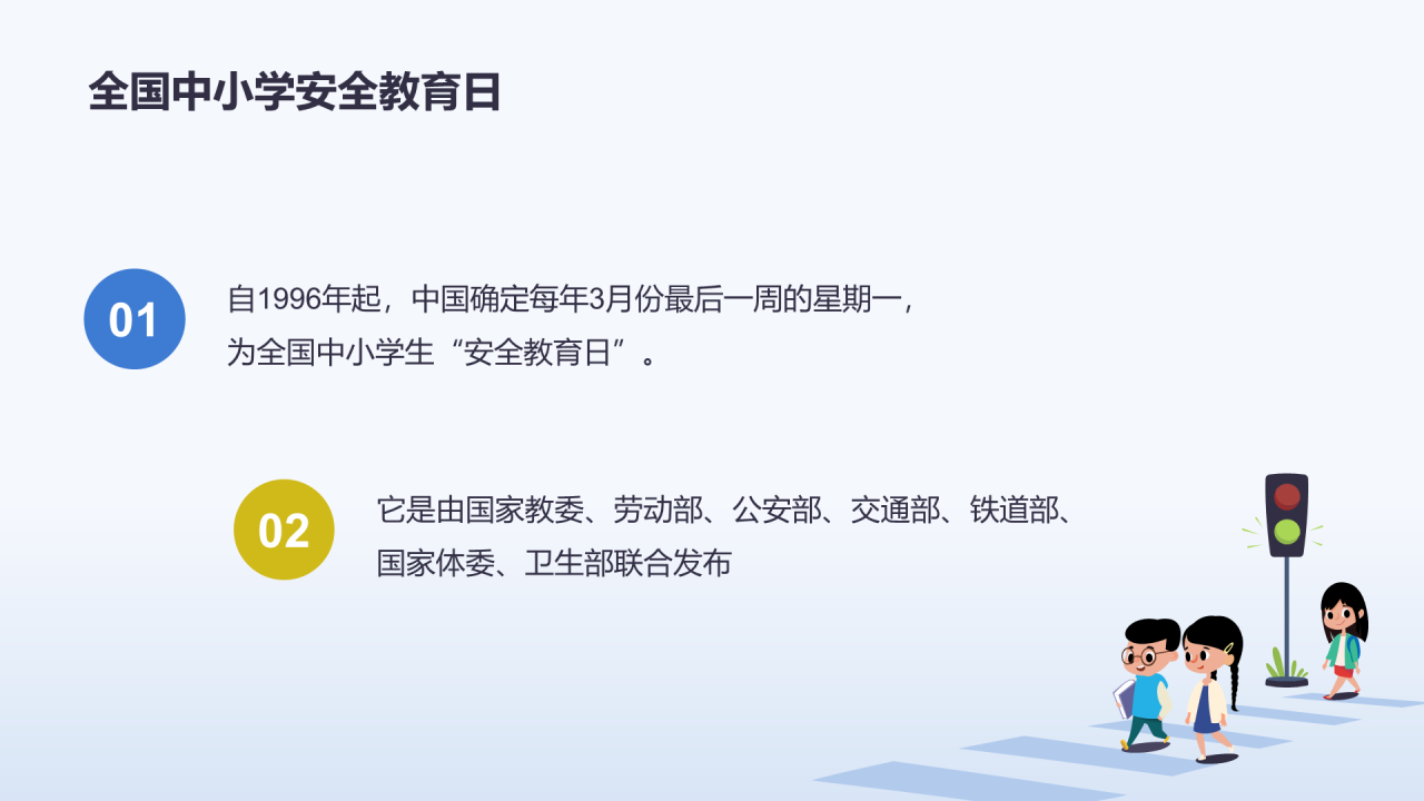 蓝色交通安全教育PPT