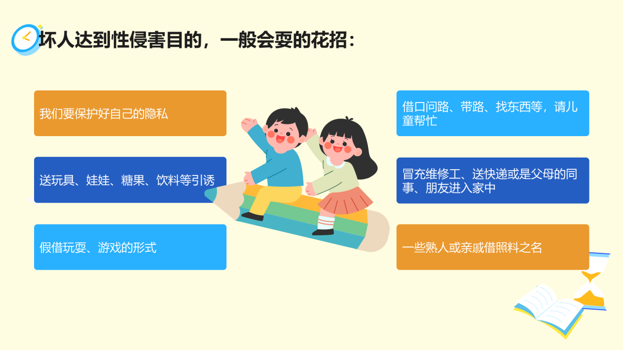 黄色插画青少年防性侵安全教育PPT