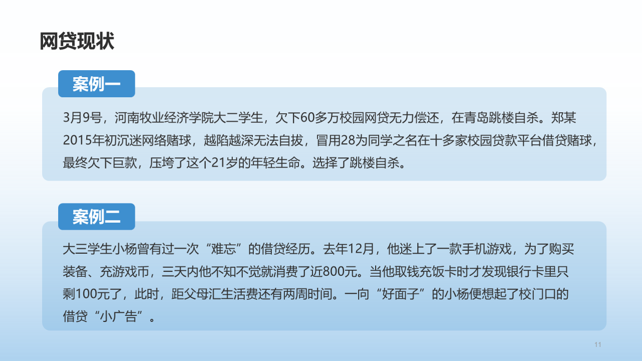 蓝色插画校园网贷陷阱安全教育PPT