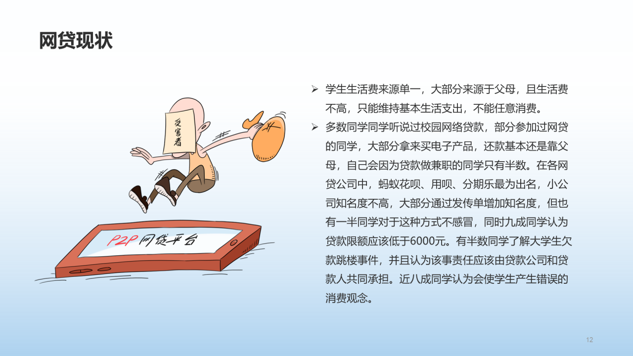 蓝色插画校园网贷陷阱安全教育PPT