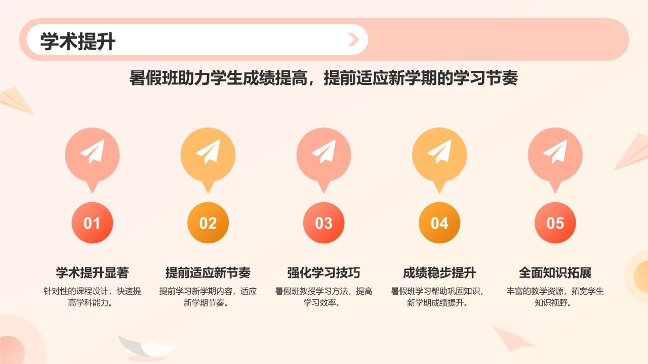 橙色插画风暑假班招生PPT模板