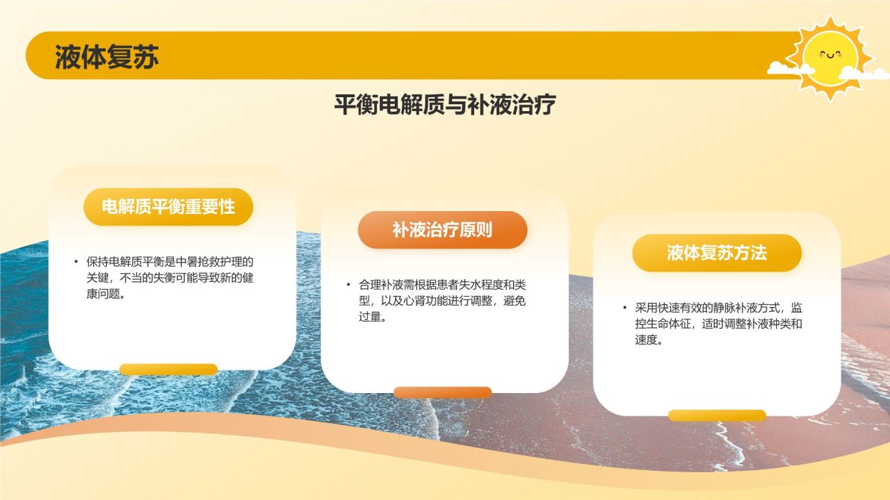 橙色插画风中暑急救抢救护理PPT模板