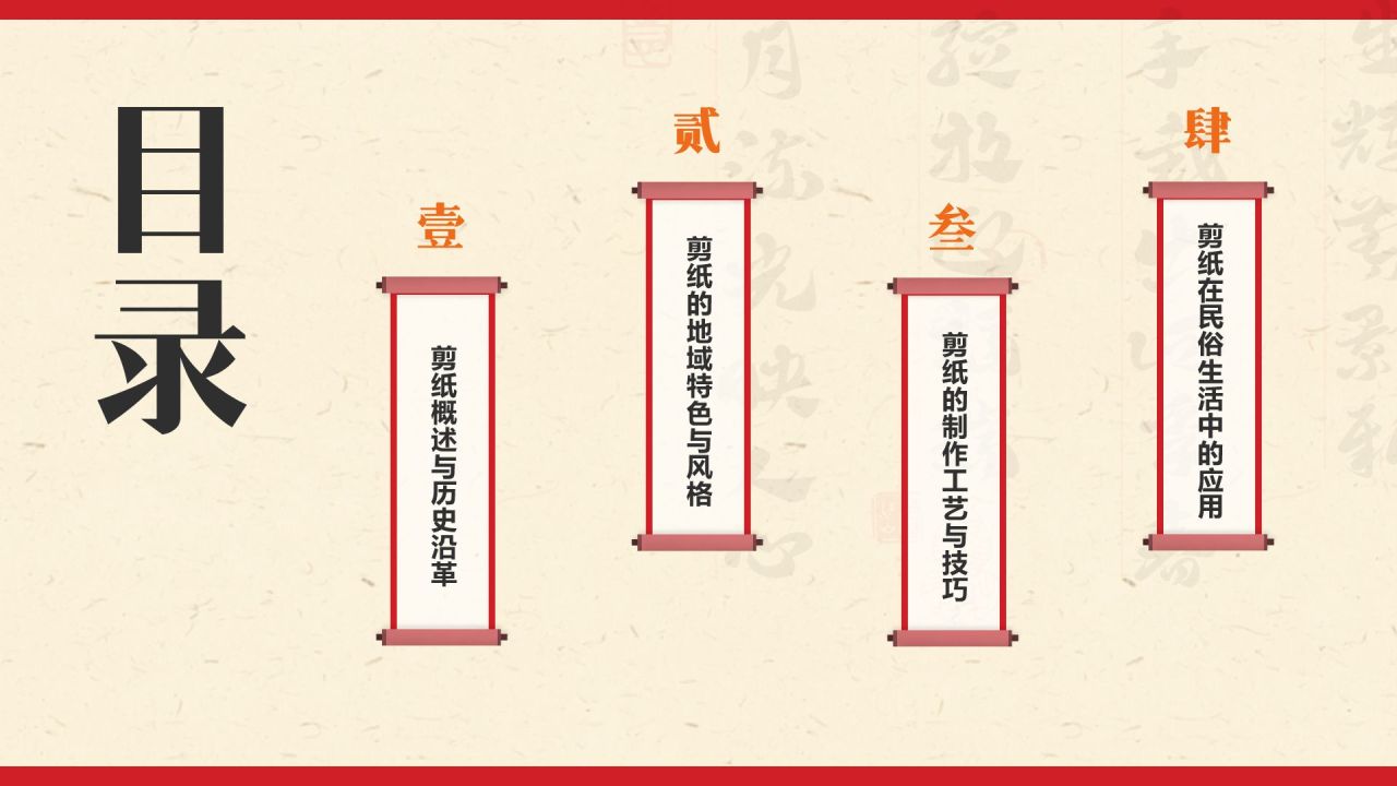 红色复古风中国非物质文化遗产——剪纸PPT模板
