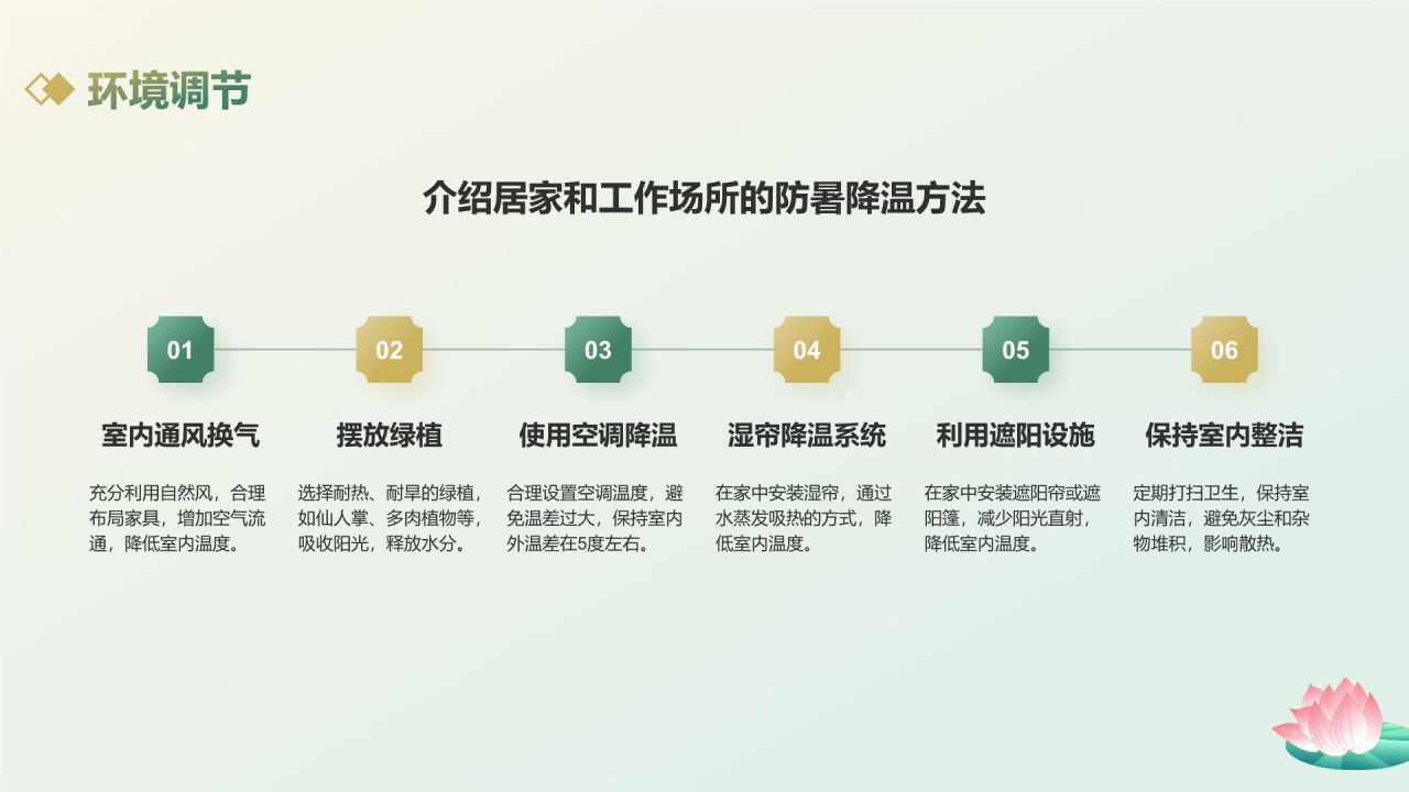 绿色插画风三伏天养生PPT模板