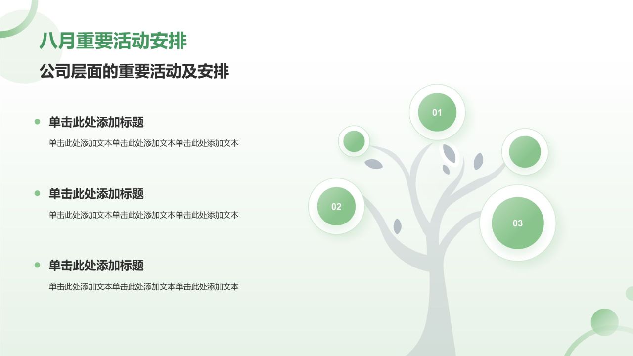 绿色小清新八月你好——月度工作总结汇报PPT模板