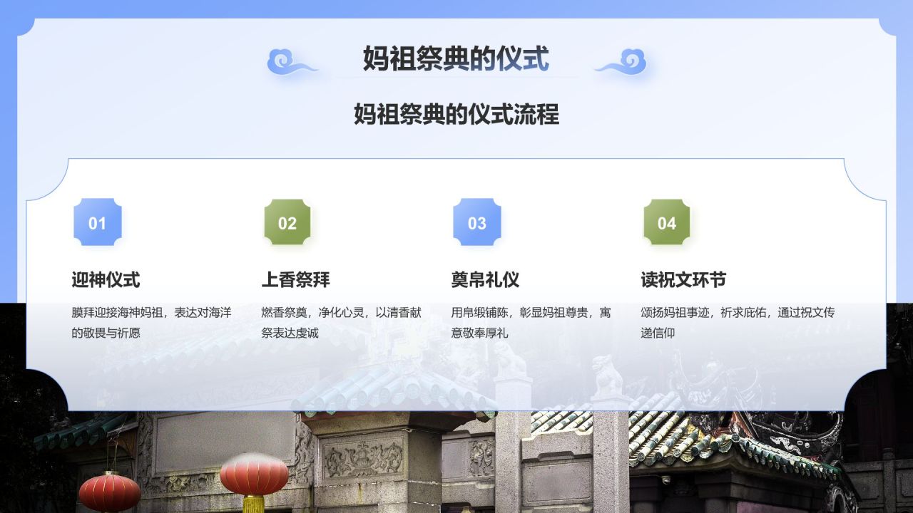 蓝色国潮风妈祖祭典——非遗文化科普PPT模板
