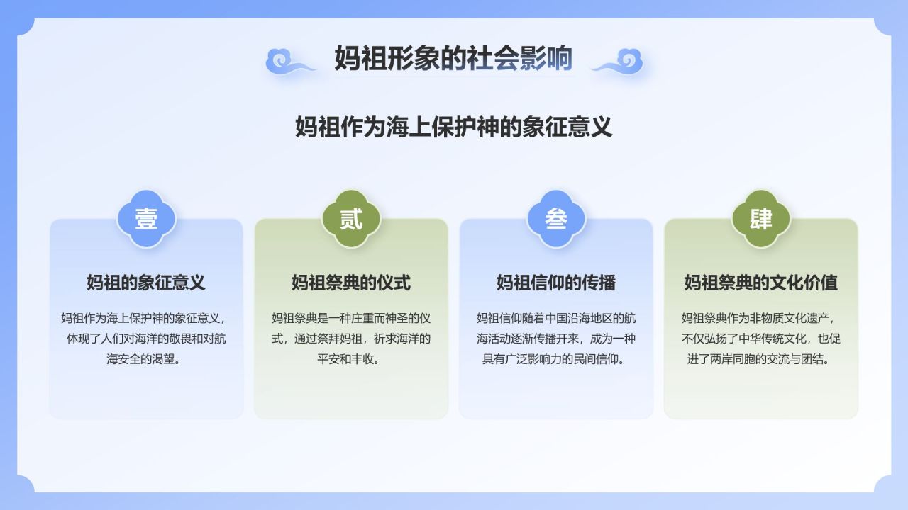蓝色国潮风妈祖祭典——非遗文化科普PPT模板