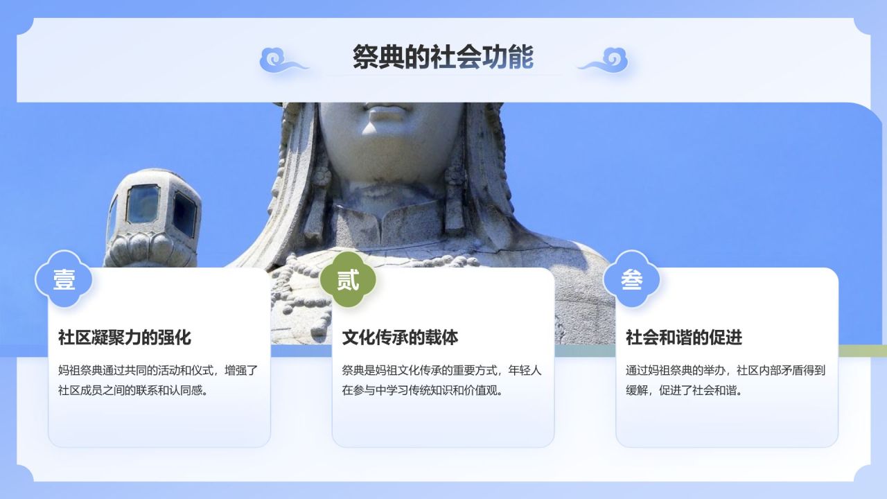 蓝色国潮风妈祖祭典——非遗文化科普PPT模板