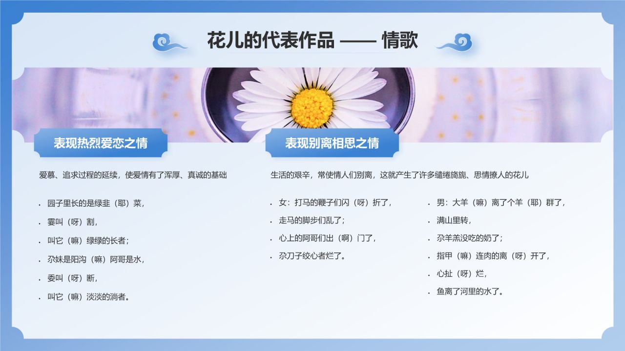 蓝色国潮风西北民歌花儿——非遗文化科普PPT模板