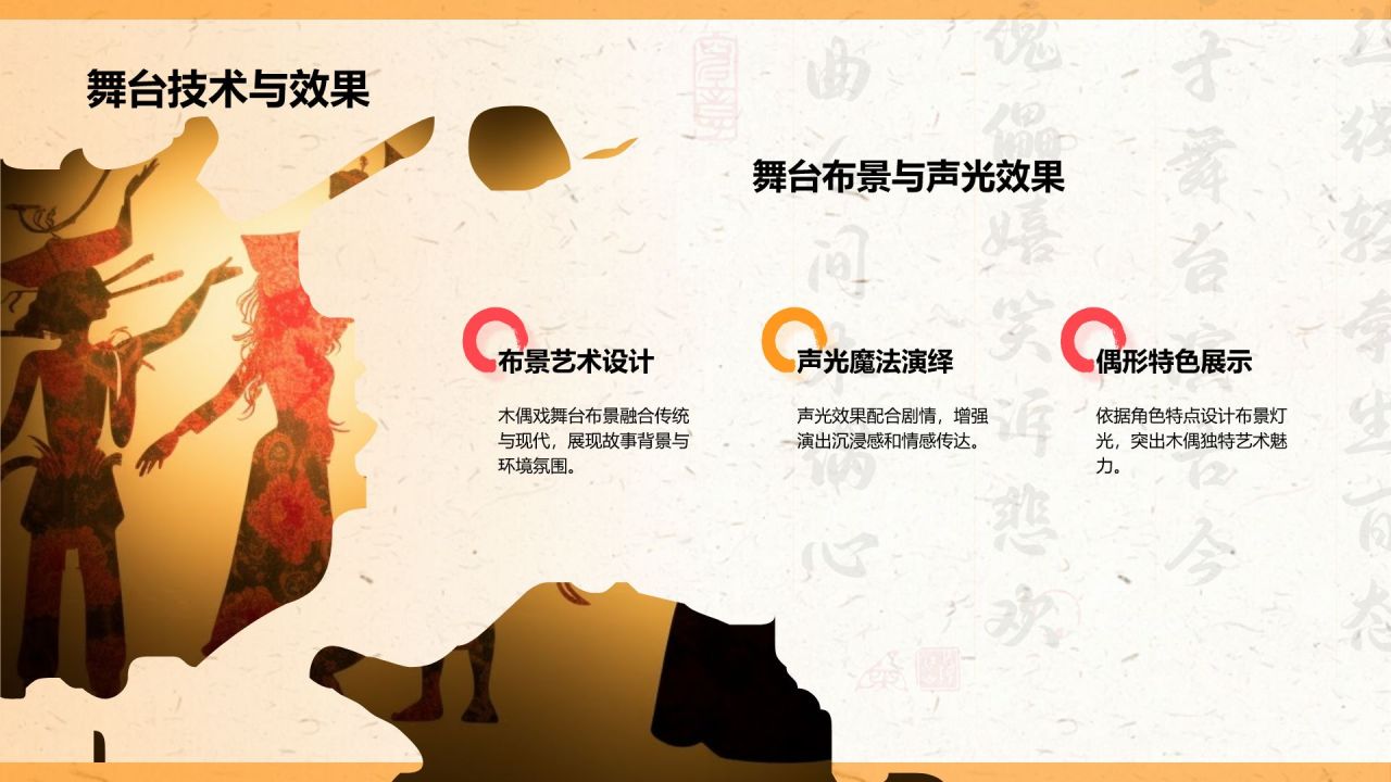 橙色复古风非遗文化介绍——木偶戏PPT模板
