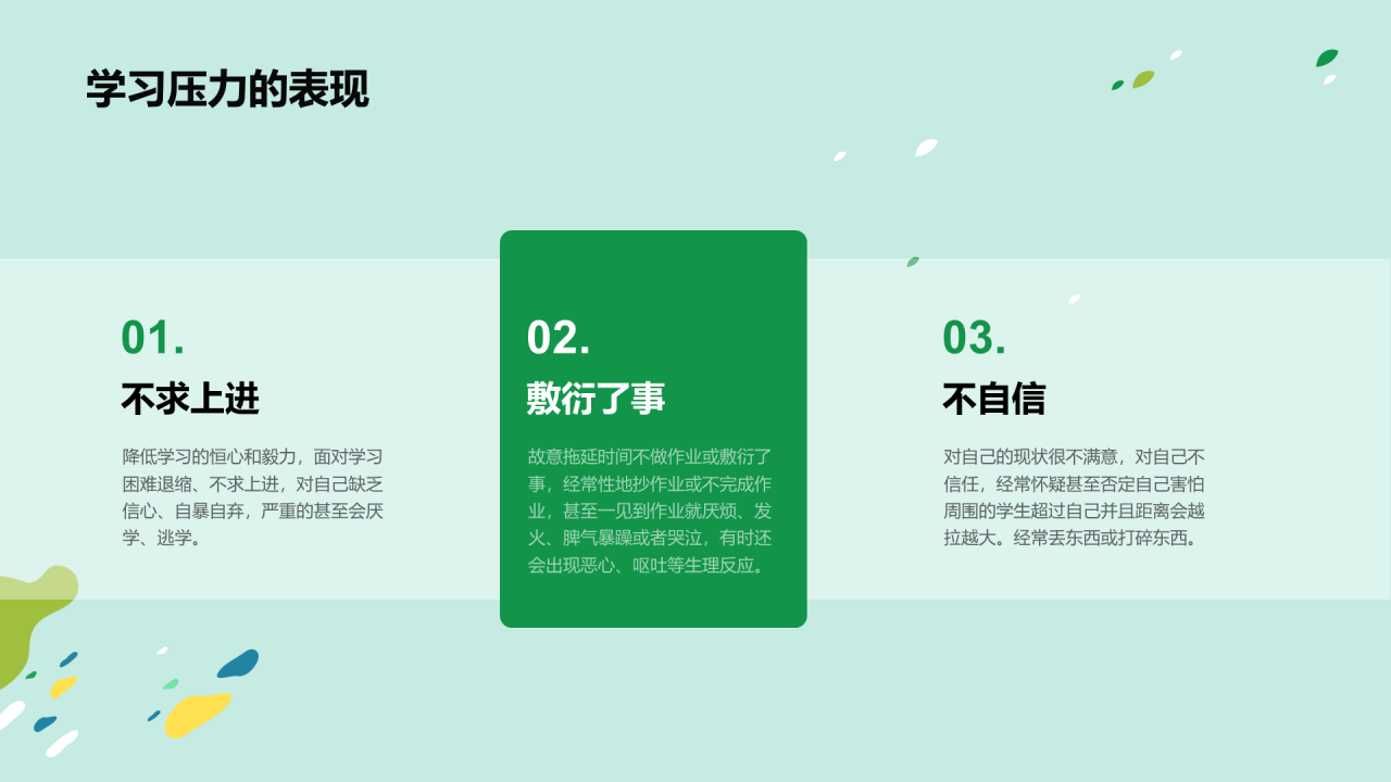 绿色放松身心轻松学习PPT