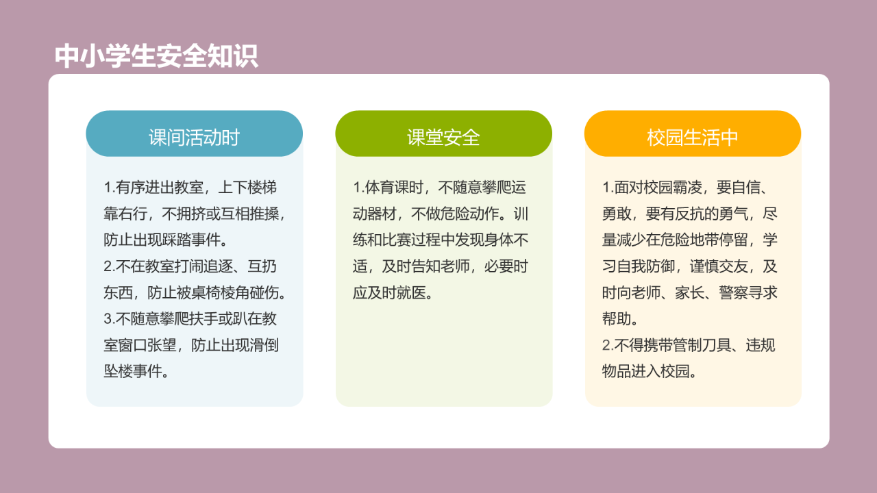 中小学生安全教育主题班会
