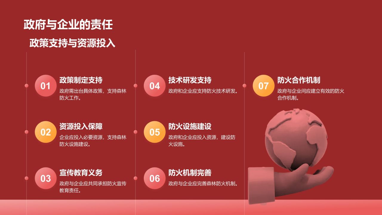 红色插画风森林防火人人有责PPT模板