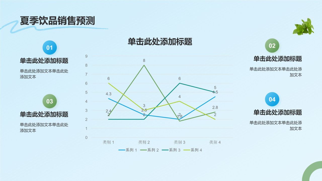 蓝色插画风夏季新品奶茶饮料推荐PPT模板