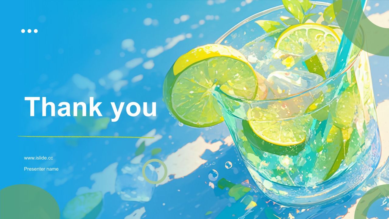 蓝色插画风夏季新品奶茶饮料推荐PPT模板